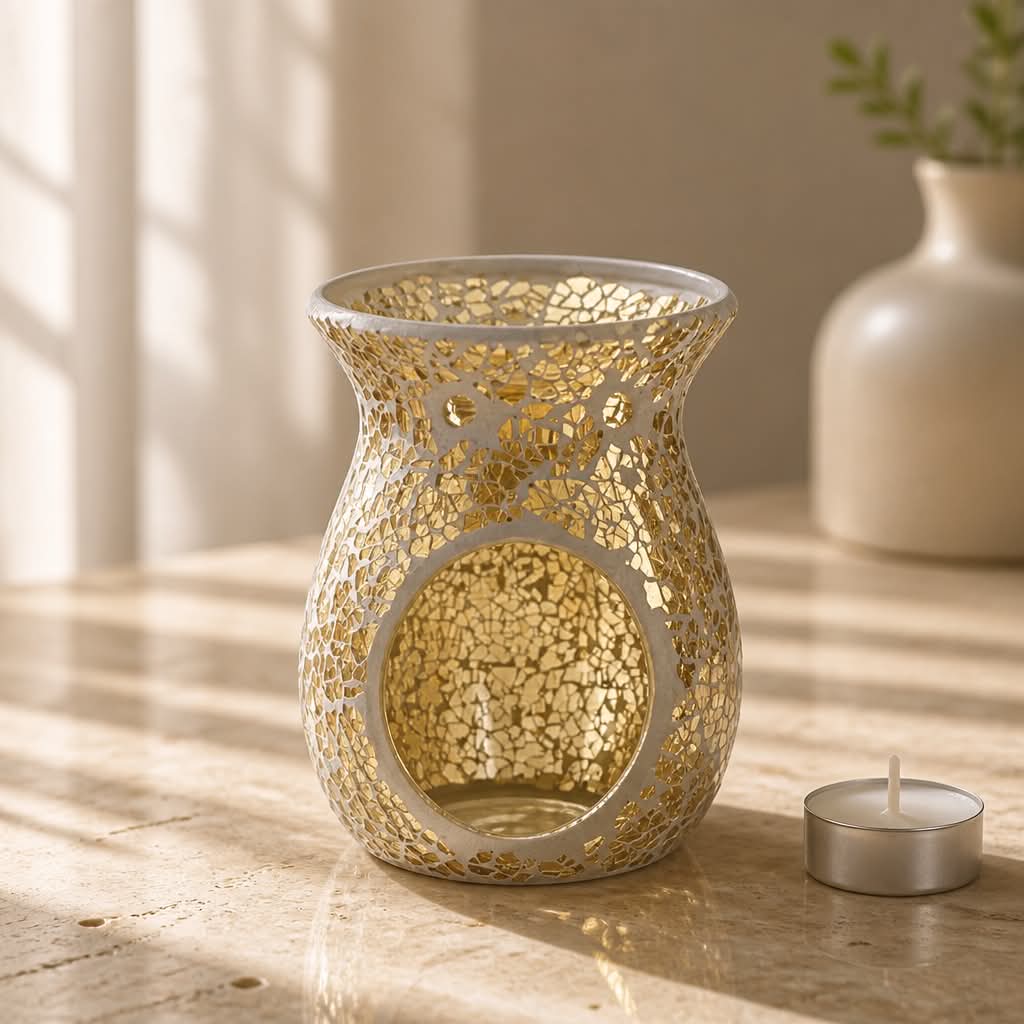 Mosaic Crackle Glass Tealight Burner