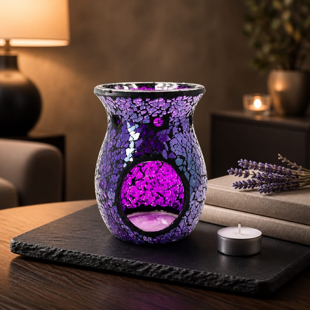 Mosaic Crackle Glass Tealight Burner