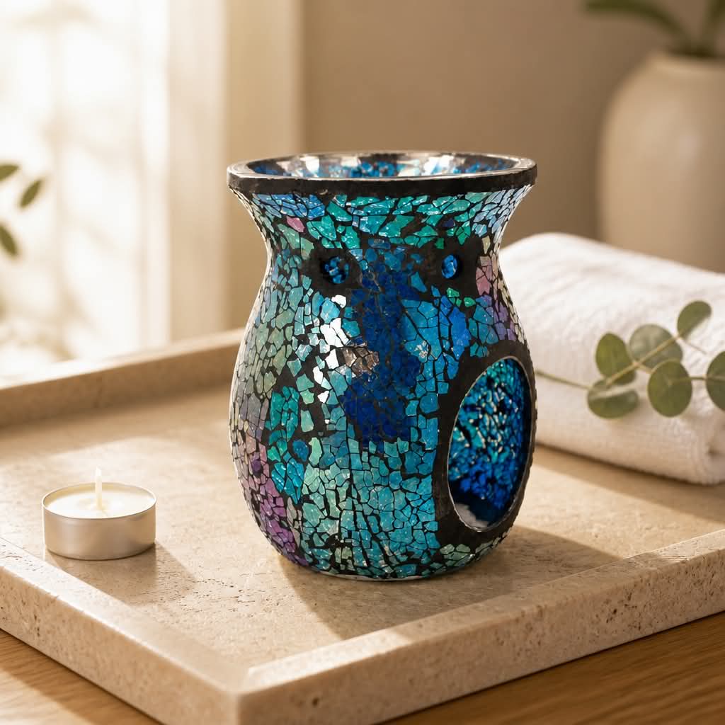 Mosaic Crackle Glass Tealight Burner