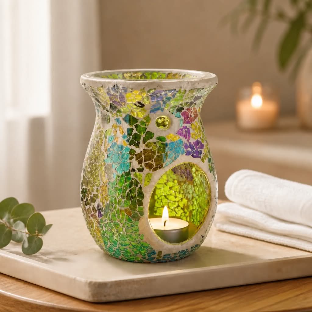 Mosaic Crackle Glass Tealight Burner