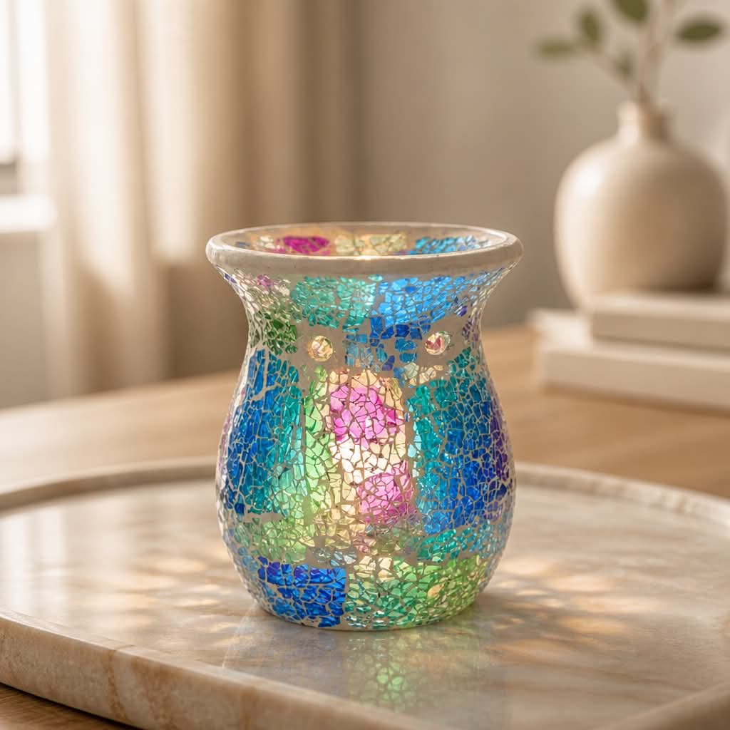 Mosaic Crackle Glass Tealight Burner